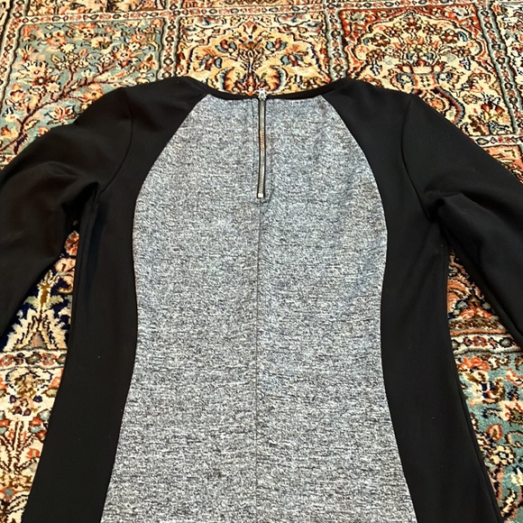 Black and grey exposed silver zipper stretch dress - Picture 5 of 12